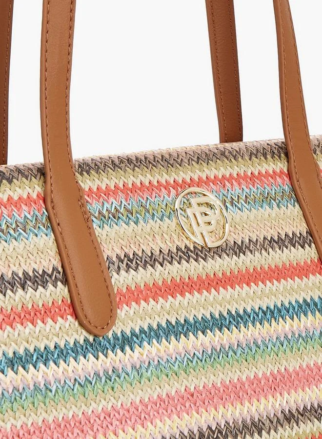 Peppermint MULTICOLOUR Striped Tote Bag With Zip Closure for Women | Best Price UAE